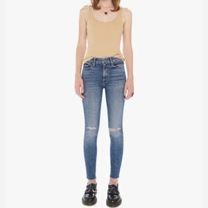 MOTHER Women's Straight Leg Jeans in Distressed Blue